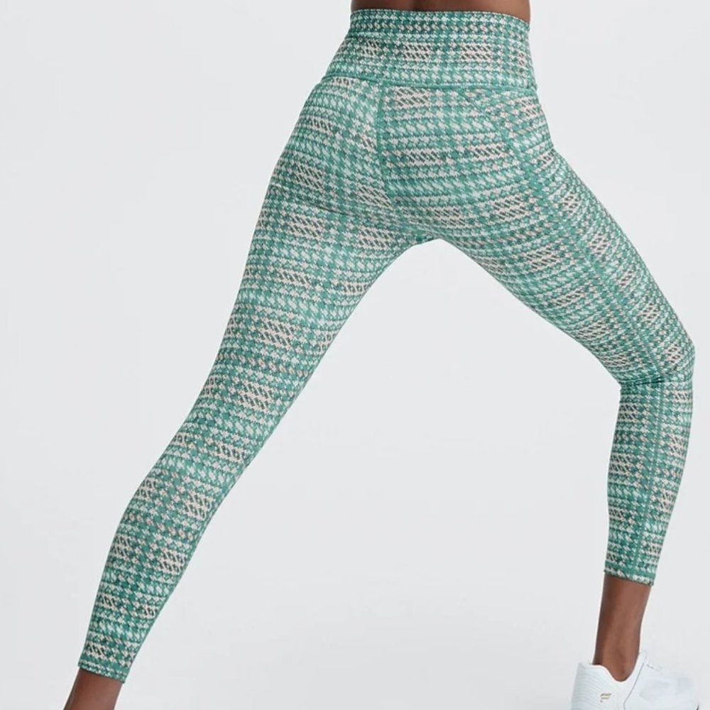 Fabletics Mint And Cream Houndstooth Leggings - image 1